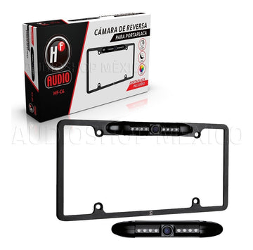 Porta placa y Cámara De Reversa Infrarroja A Color Hf Audio HF-C6 Contra Agua - Audioshop México lo mejor en Car Audio en México -  HF Audio